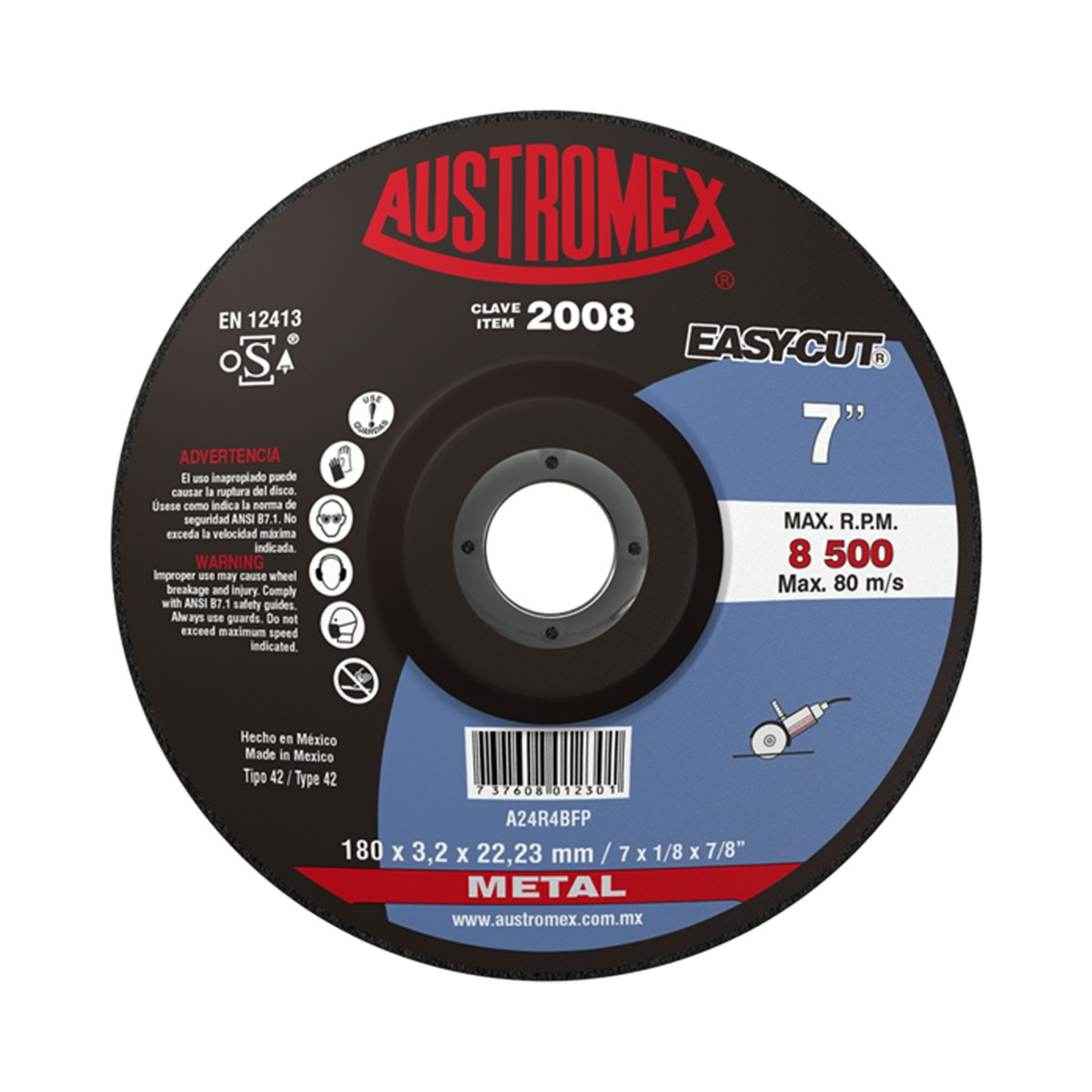 Disco corte 7'' x 1/8 x 7/8 Austromex