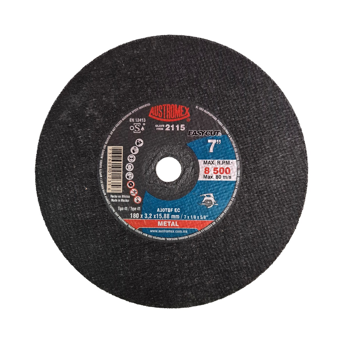 Disco para corte metal 7x1/8x5/8 Austromex