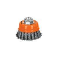 Carda copa 3" alambre trenzado fino, eje 5/8"-11, Truper (Cód: 14186)