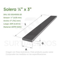 Solera 1/4" x  3" x 6MTS   (Acero ASTM A1011)