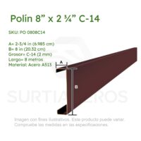 Polín 8" x 2-3/4" x 8MTS C-14