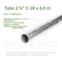 Tubo galvanizado para cerco 2 3/8" C-18 x 6.00 MTS