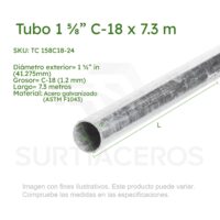 Tubo galvanizado para cerco 1-5/8" C-18 x 7.30 MTS
