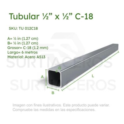 Tubular 1/2" x 1/2" C-18 x 6MTS [EN PROMOCIÓN]