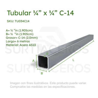 Tubular 3/4" x 3/4" C-14 x 6MTS (Acero A513)