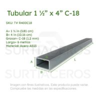 Tubular 1-1/2" x 4" C-18 x 6MTS (Acero A513)