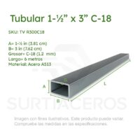 Tubular 1-1/2" x 3" C-18 x 6MTS (Acero A513)