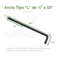 Ancla Tipo "L" 1/2 x 10" con tuerca - Imagen 2