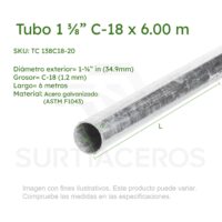 Tubo galvanizado para cerco 1-3/8" C-18 x 6.00 MTS