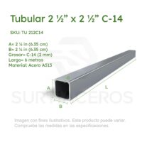 Tubular 2-1/2" x 2-1/2" C-14 x 6MTS (Acero A513)