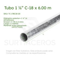 Tubo galvanizado para cerco 1-7/8" C-18 x 6.00 MTS