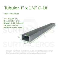 Tubular de 1" x 1-1/2" C-18 x 6MTS (Acero A513)