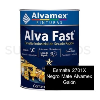 Esmalte 2701X Negro Mate Alvamex Galón