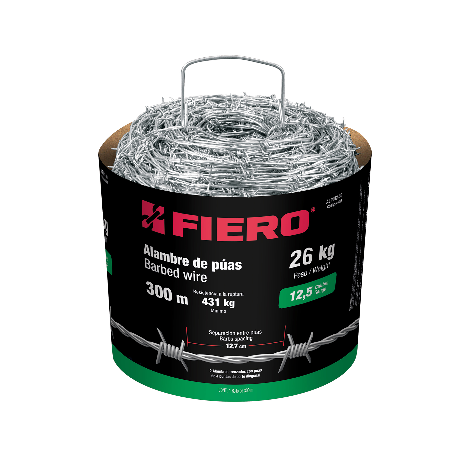 Rollo de alambre de púas 300 m cal 12.5, FIERO (Cód: 44885)