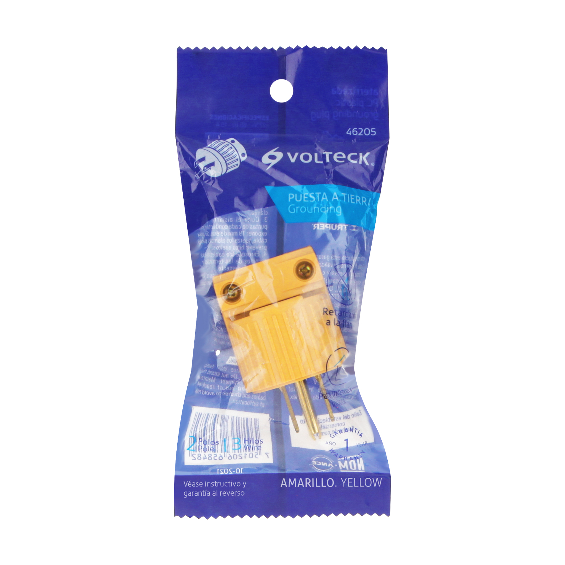 Clavija industrial plástica aterrizada, 2 polos+tierra 127 V/15 A (Cód. 46205) - Imagen 2