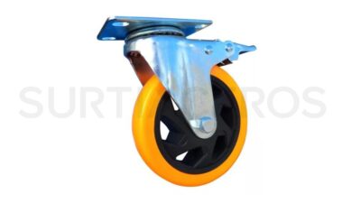 Rueda giratoria 3" PVC con freno (Capacidad: 80kg)