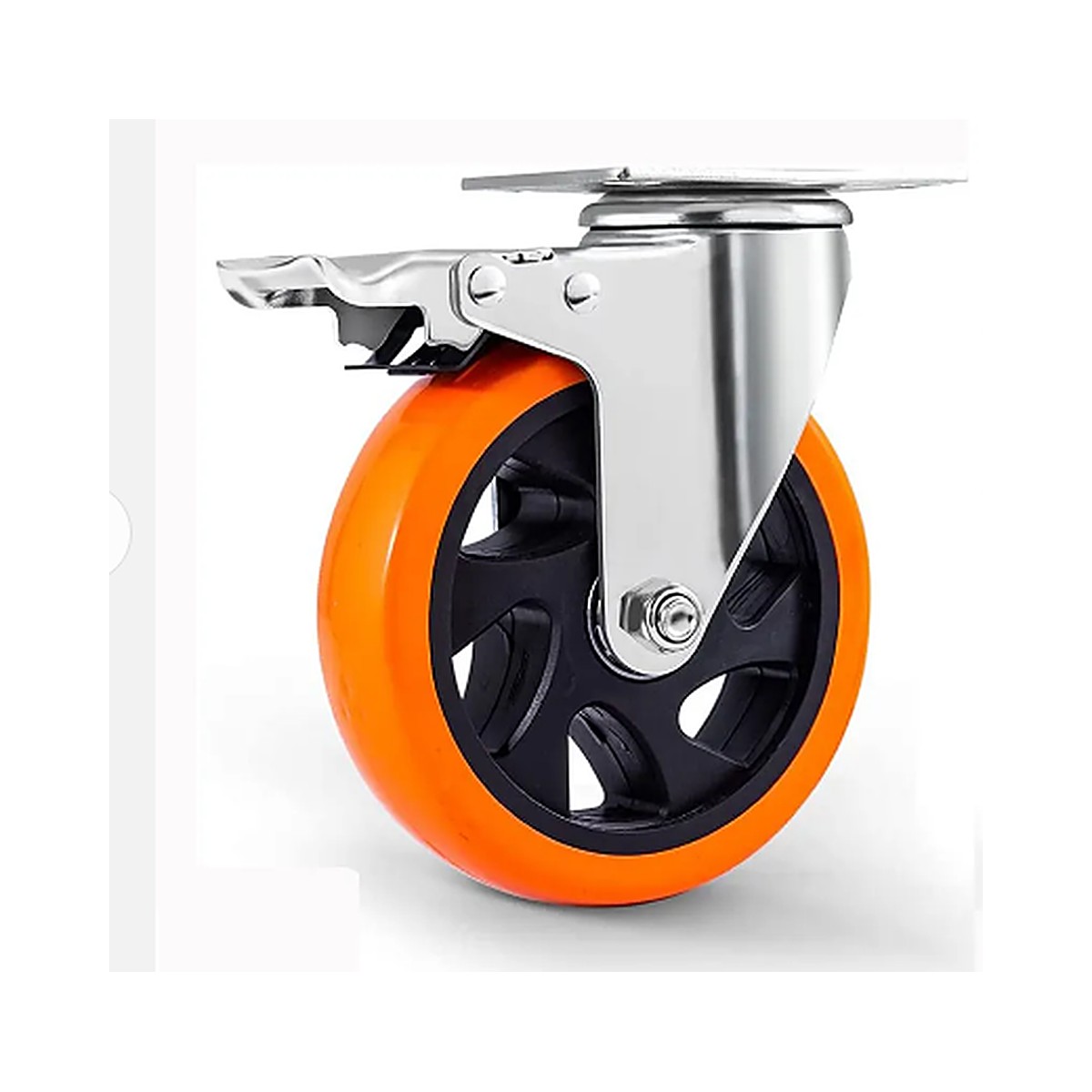 Rueda giratoria 5" PVC con freno (Capacidad: 110kg)