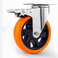 Rueda giratoria 4" PVC con freno (Capacidad: 100kg)