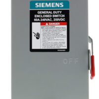 Interruptor de seguridad de 60A 2P 240 V sin fusible SIEMENS GNF222A