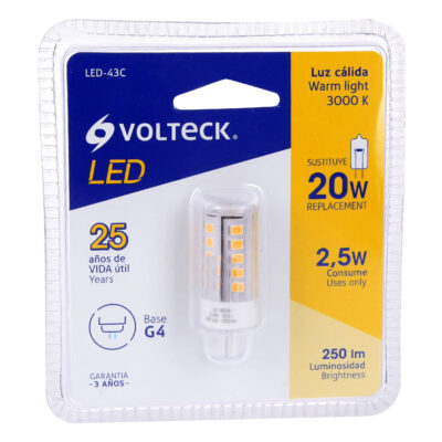 Lámpara de LED tipo cápsula 3 W base G4 luz cálida VOLTECK - Imagen 3