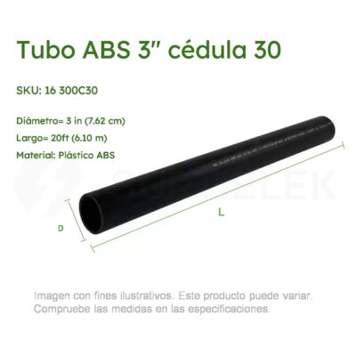 Tubo ABS Negro 3" X 20Ft Cédula 30