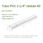Tubo PVC Hidráulico Blanco 1-1/4" Cédula 40 x 20ft