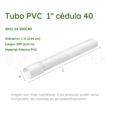 Tubo PVC Hidráulico Blanco 1" Cédula 40 x 20ft