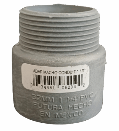 Adaptador Macho PVC Gris Conduit 1-1/4"