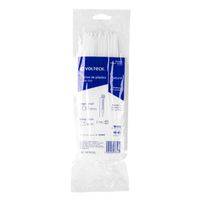 Bolsa con 100 cinchos plásticos 18 lb, 200x2.5 mm, naturales, 44302 - Imagen 4