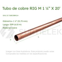 TUBO COBRE RIG M 1-1/4" 32mm X 20' 6.1