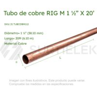 TUBO COBRE RIG M 1-1/2" 38mm X 20' 6.1