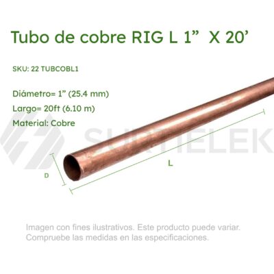 TUBO COBRE RIG L 1" 25MM X 20' 6.1