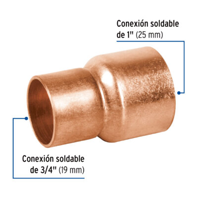 Cople reducción campana cobre 1" x 3/4" 49751 618477 - Imagen 2