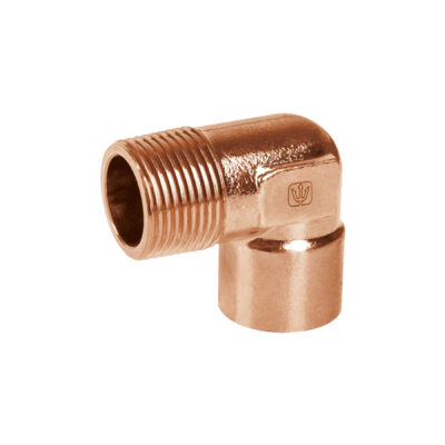 Codo 90° de cobre, rosca exterior 1/2" 49647