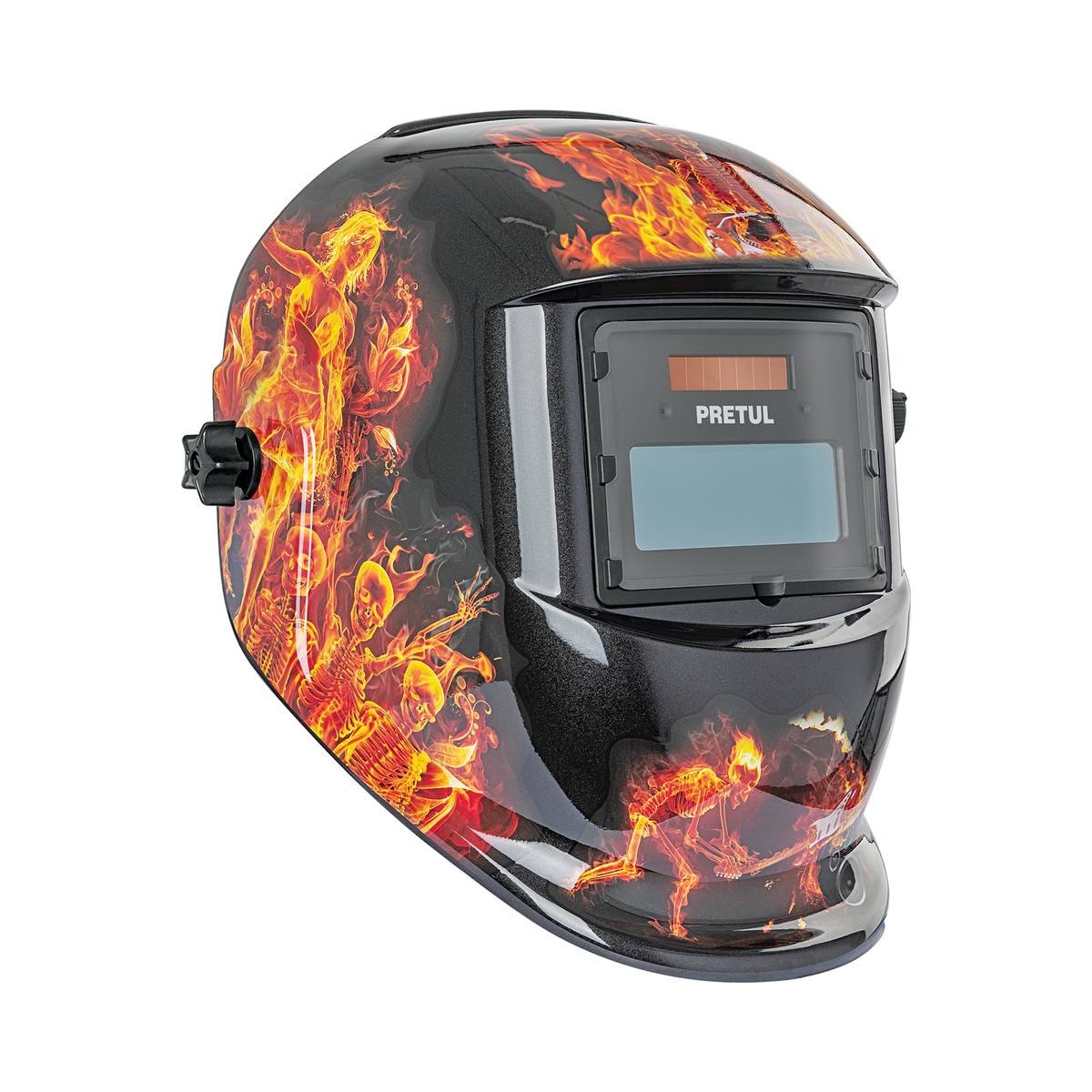 Careta electrónica p/soldar, fuego, sombra 9 a 13, PRETUL (Cód: 27355)