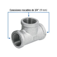 Tee sencilla 3/4" acero galvanizado, Foset CG-702 - Imagen 2