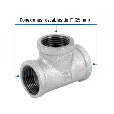 Tee sencilla 1" acero galvanizado, Foset CG-703 - Imagen 2