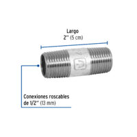 Niple de acero galvanizado 1/2" x 2", Foset CG-401 - Imagen 2