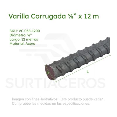 Varilla corrugada 5/8" x 12.00 m