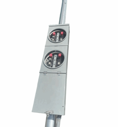 Tablero armado 220V 60A con dos medidores, tubo galvanizado y kit completo