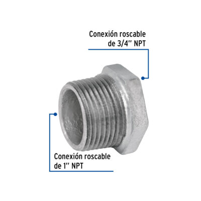 Reducción bushing acero galvanizado 1"x3/4", Foset CG-233 - Imagen 2