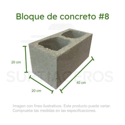 Bloque #8 de concreto (20 cm x 20 cm x 40 cm, f?c=60kg/cm2)