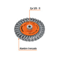 Carda circular 6" alambre trenzado, eje 5/8"-11, Truper (Cod 11597) - Imagen 2