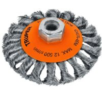 Carda tipo cónico 4" alambre trenzado, multi-rosca, TRUPER (Cod 14188)