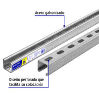 Perfil monocanal perforado 3m, 4x4, calibre 16 (unicanal) - Imagen 3