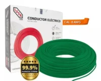 Cable verde calibre 8 venta por caja x 100 metros (THHN/THWN-2) de cobre Marca IUSA