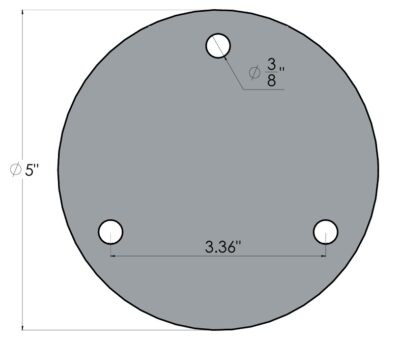 Placa de Fijación Circular de 5" con 3 Perforaciones – Espesor 5/32" - Imagen 2