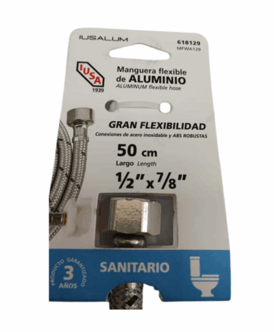 Manguera para W.C 1/2" x 7/8" x 50 cm Marca IUSA (Cod 618129) - Imagen 2