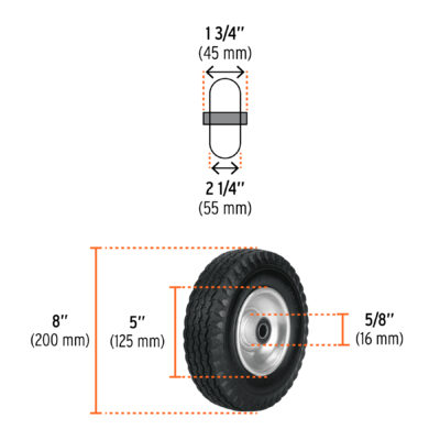 Rueda imponchable 8" para eje central – Truper (Cód. 49016) - Imagen 5