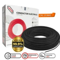 Cable negro calibre 12 venta por caja x 100 metros (THHN/THWN-2) de cobre Marca IUSA